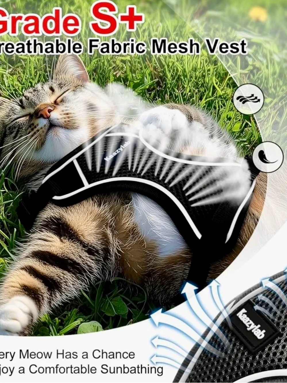 Cat Harness for Walking Breathable Comfortable Vest Easy to Wear Kitten Harness